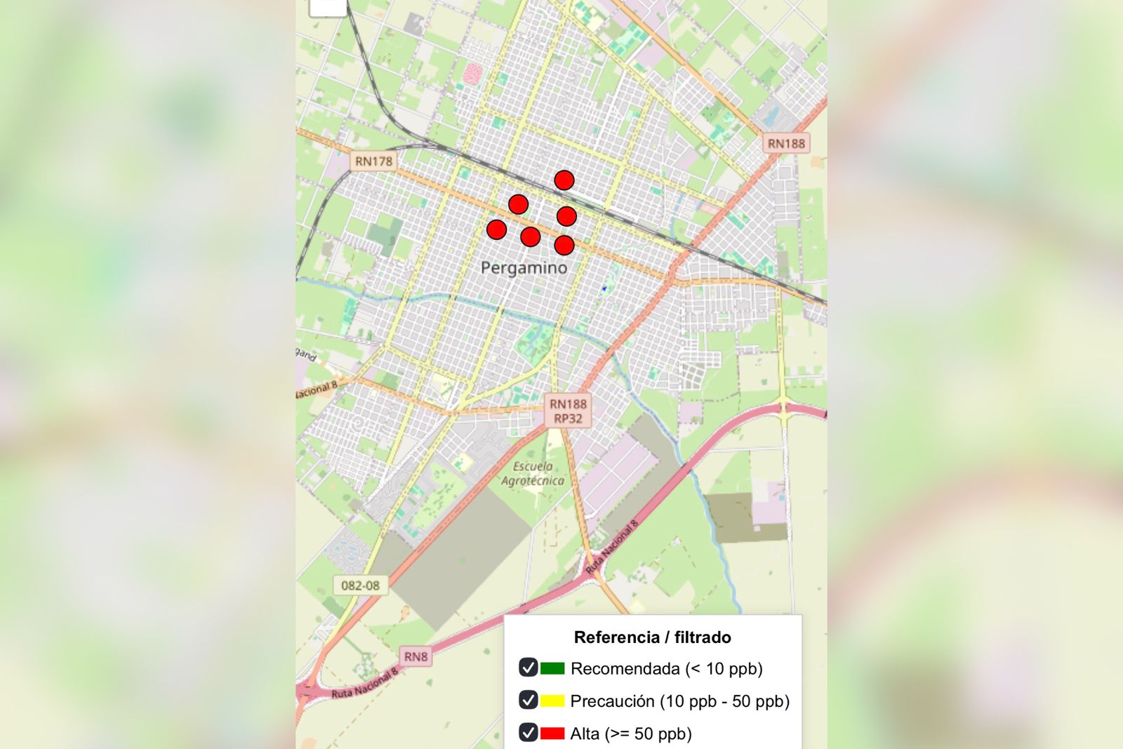 El mapa del arsénico pone a la ciudad en zona roja